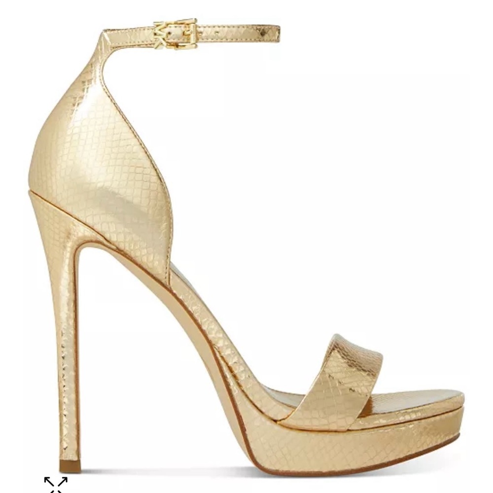 Metalic gold ankle-strap Jordyn platform sandals       Michael Kors